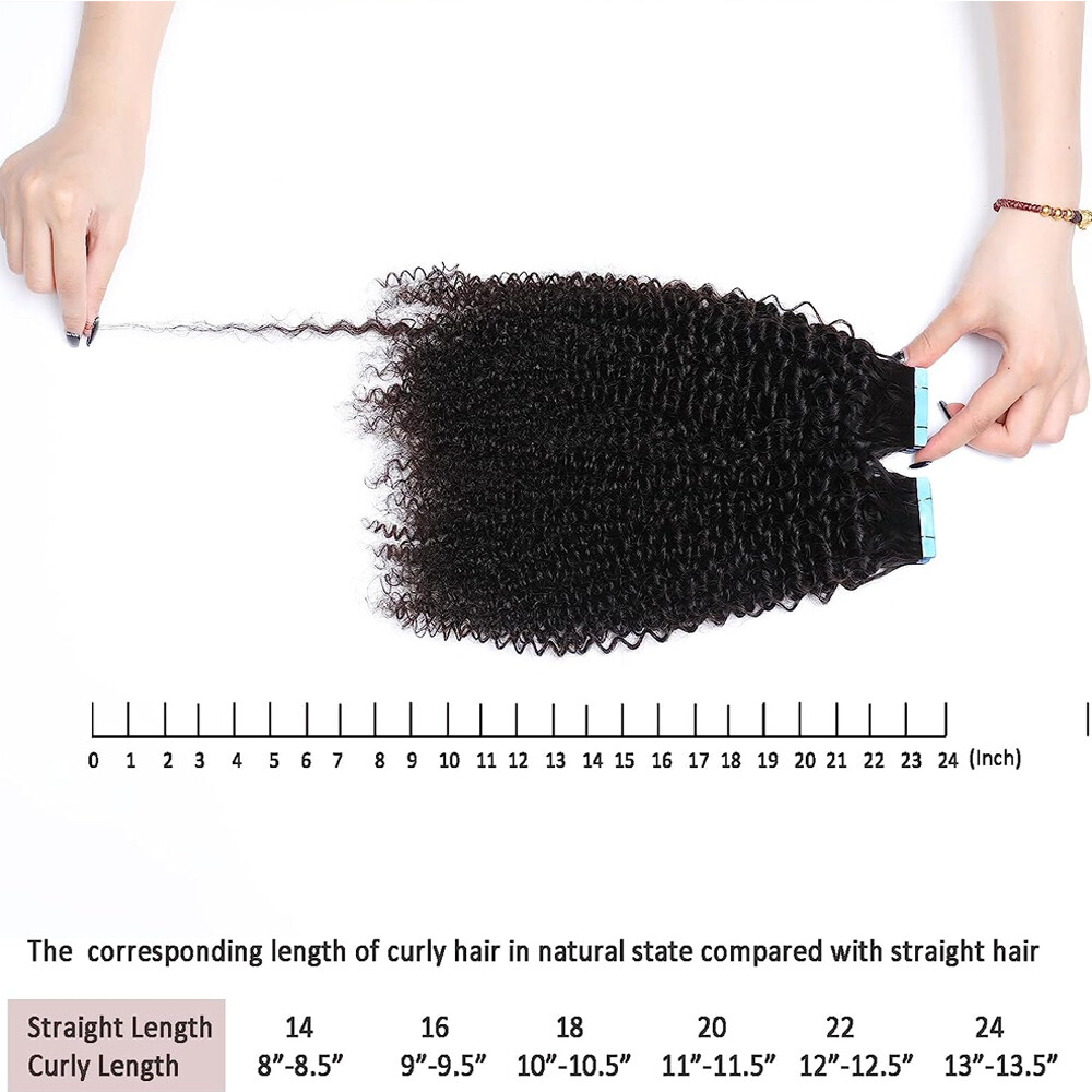 Brazilian Curly Straight Tape In Remy Human Hair Extensions Skin Weft Body Wave