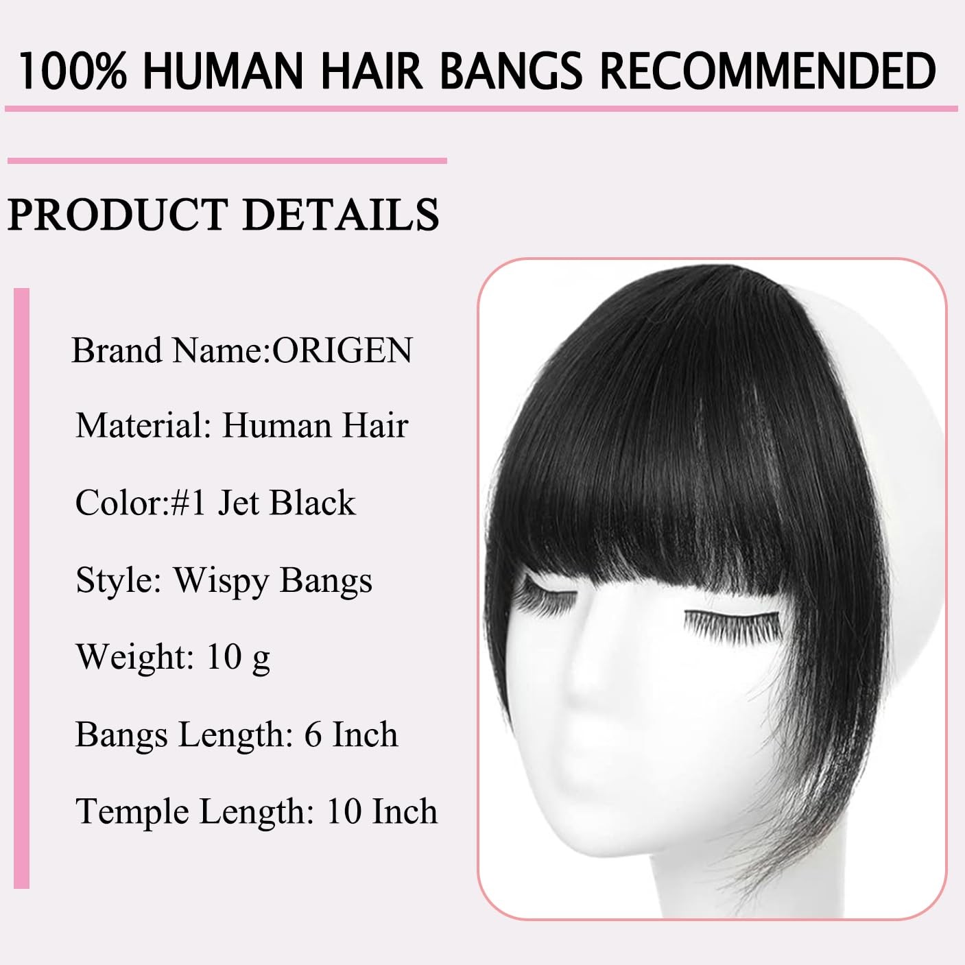 ORIGEN Clip in Bangs Real Human Hair Clip on Wispy Bangs Fringe with Temples …