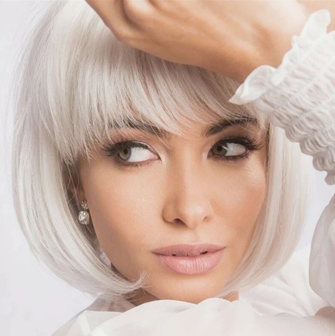 Women Short Synthetic Pixie Cut Wig for Daily Use Party Straight Beige White Wig