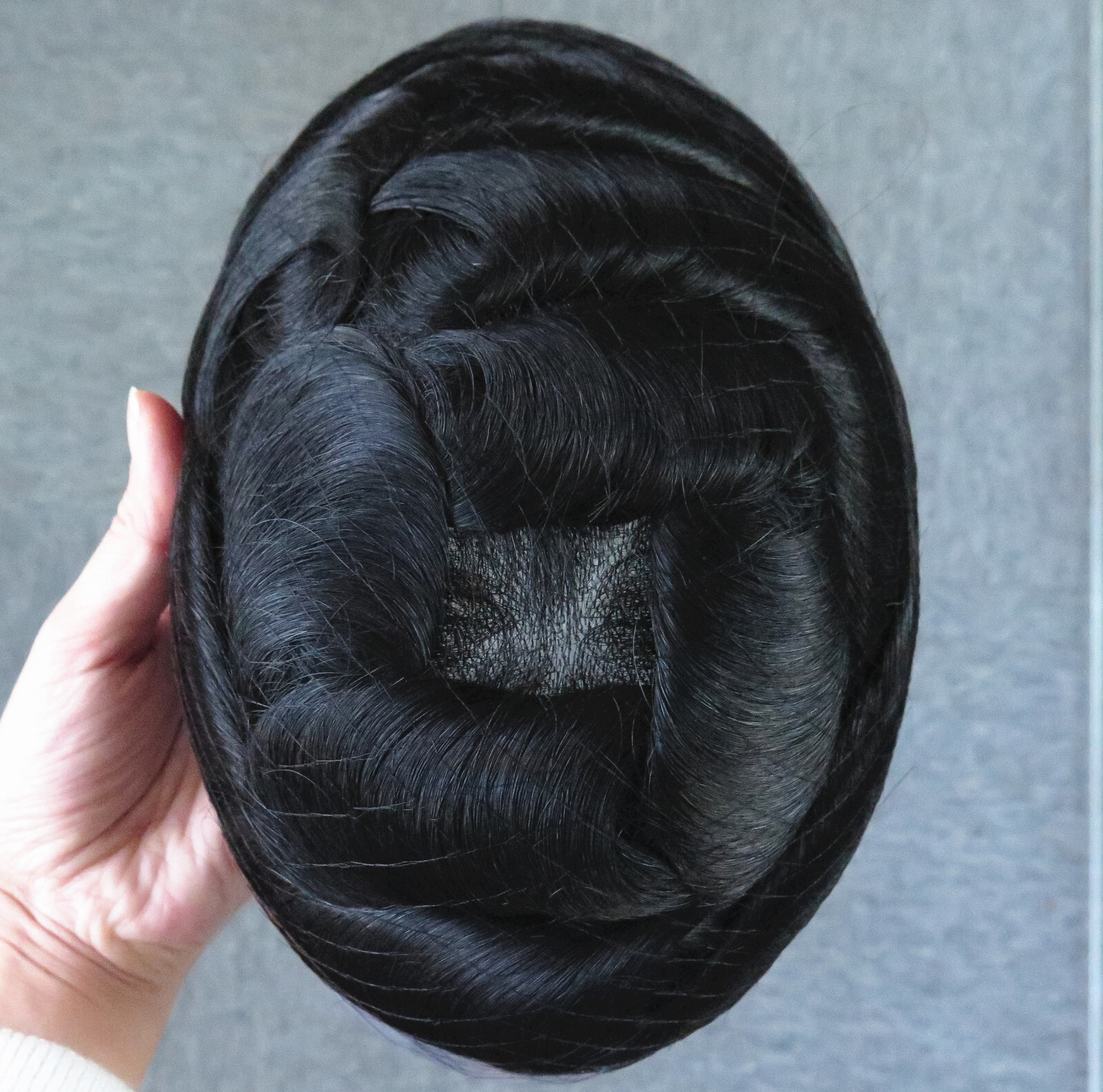 Mens Toupee Human Hair Piece Ultra Thin Skin Knotted Men Hair Replacement System