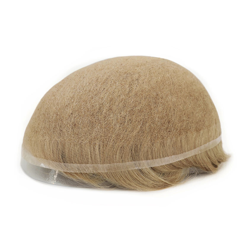 Mens Toupee Human Hair Replacement System Full French Lace Hairpiece #22R