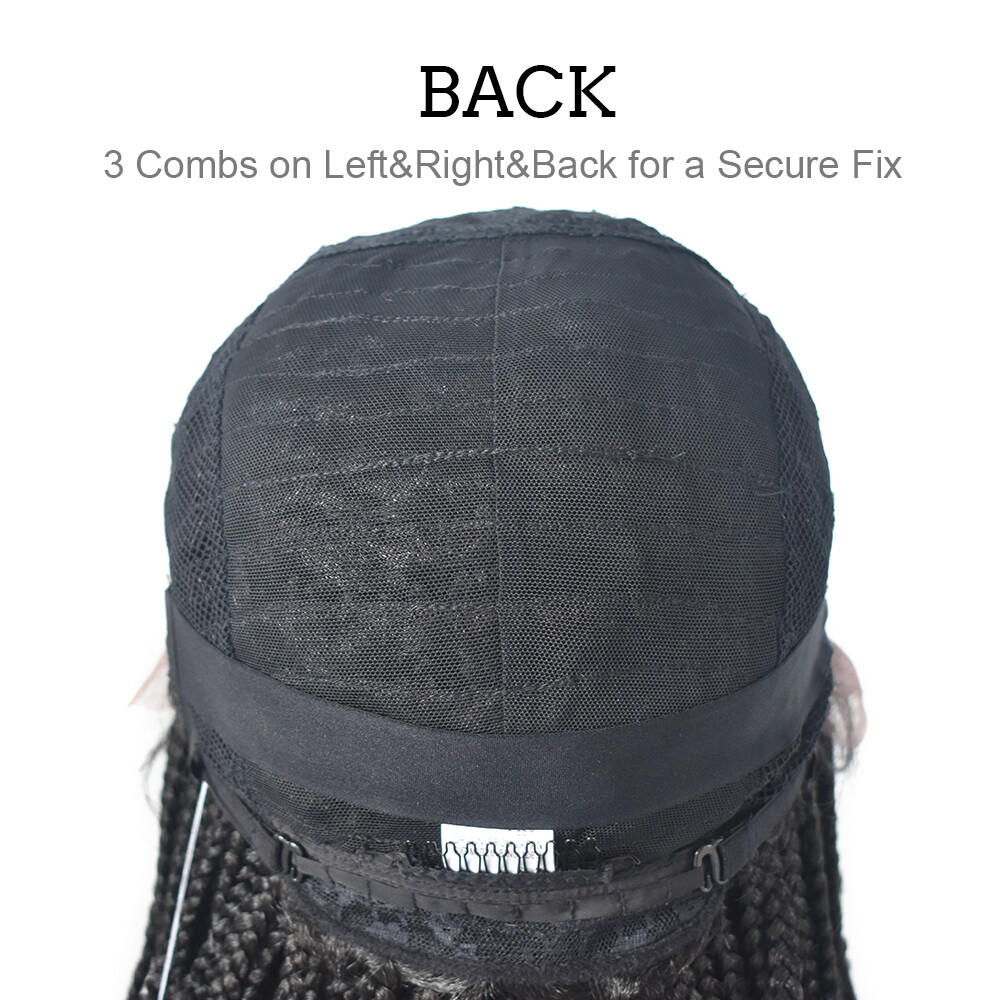 Lace Front Box Braided Cornrow Wig with Baby Hair for Black Women 16″ Braids Wig