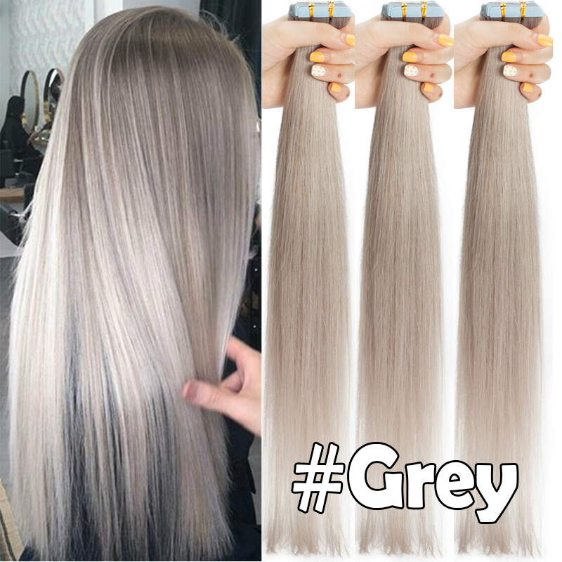 BrazilianTape In Human Hair Extensions Full Head Skin Weft Ombre 20/40/60pcs/8A