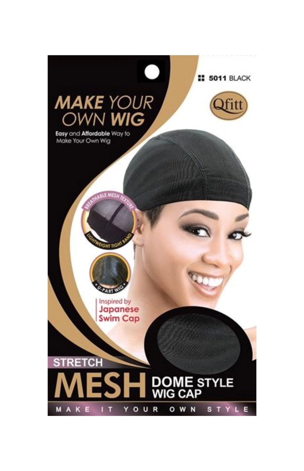 Mesh Dome Style Wig Cap by Qfitt 5011 Black One Size,