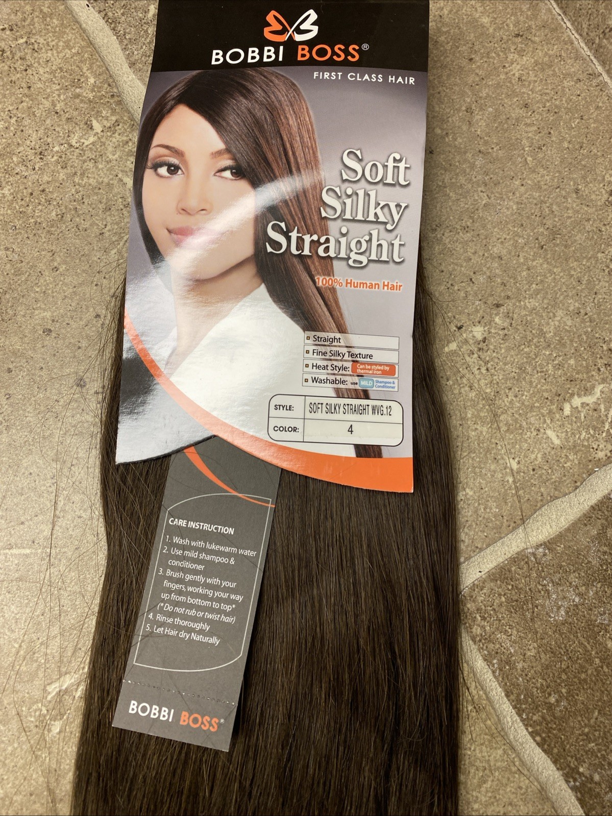 Bobbi Boss 12” Soft Silky Straight 100% Human Hair Weaving Color 4 Brown