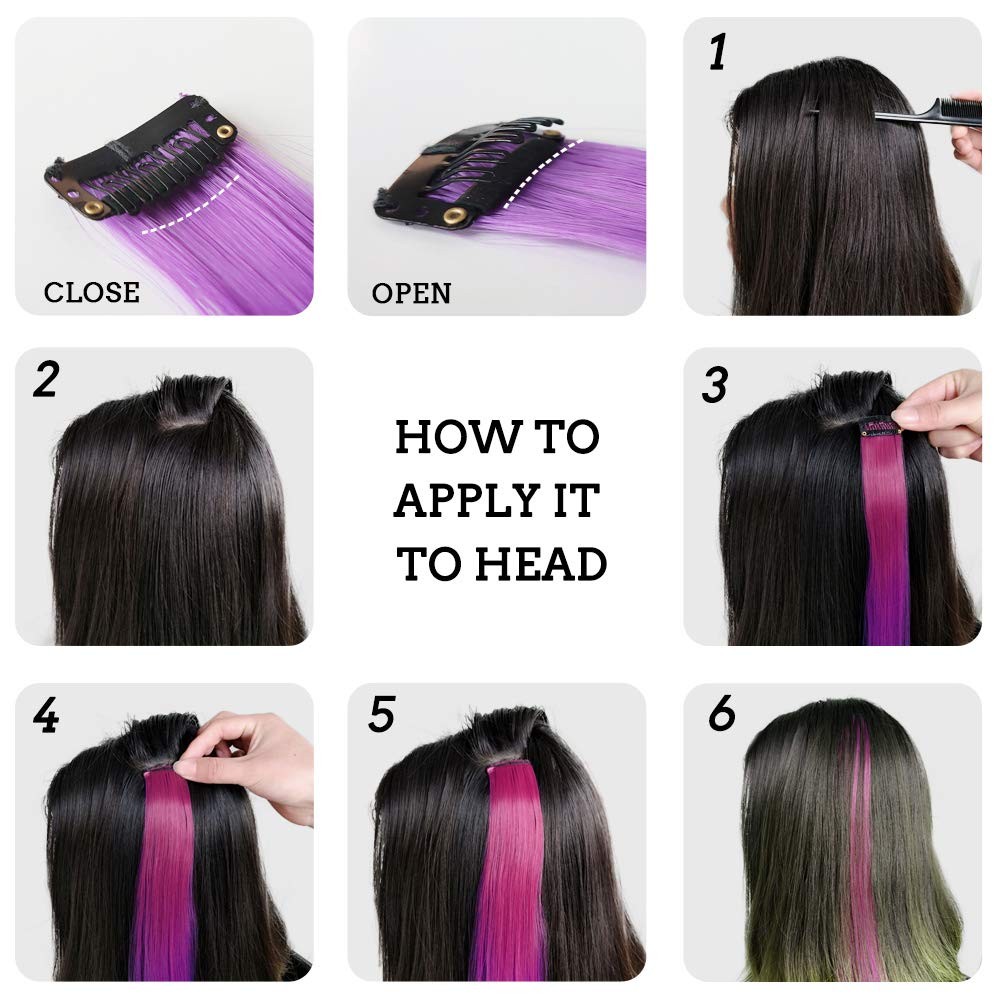 32Packs Colored Hair Extensions 20Inch Straight Color Clip in on Hair Extension