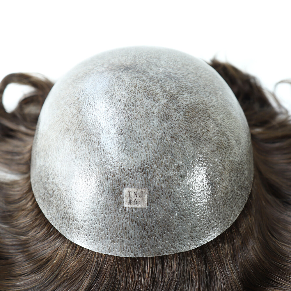 Mens Toupee Human Hair Replacement System Injection Thin Skin Hairpieces 8×10