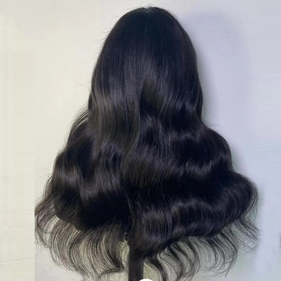 Natural Wavy Full Machine Made O Scalp Top Wig With Bangs Brazilian Human Hair