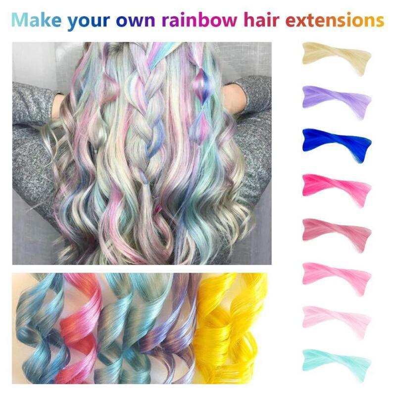22 Inch Colored Clip in Hair Extensions 10pcs Straight Hair Synthetic Hairpieces