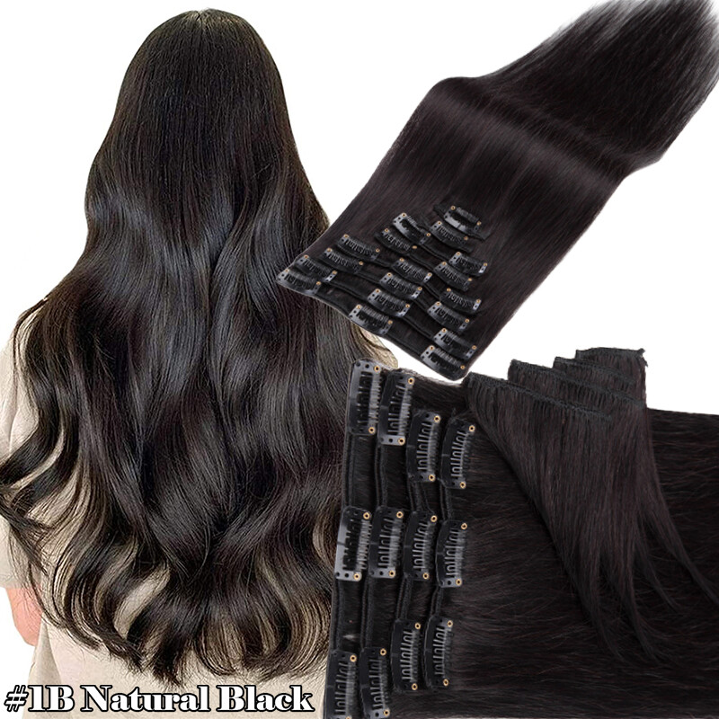 Top Clip in 8pcs Full Head 100% Remy Human Hair Extensions Ombre Balayage 8PCS