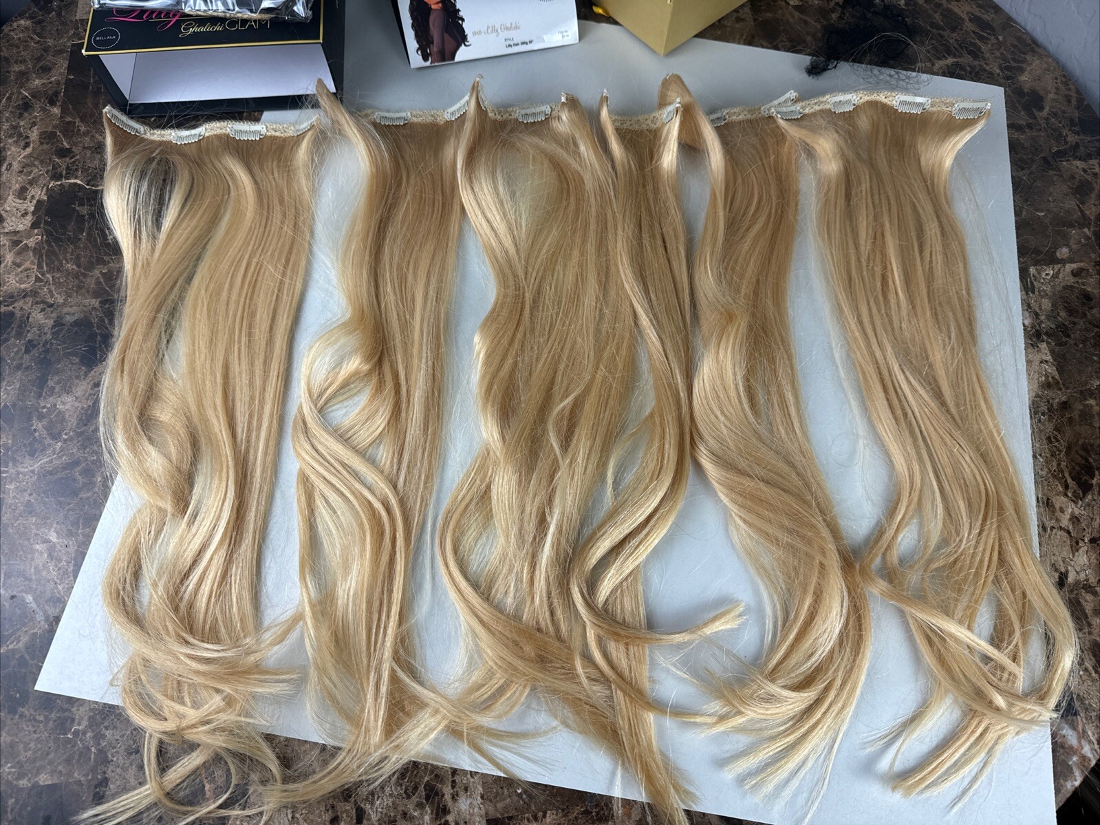 Lilly Ghalichi Bellami Hair Extensions Blonde 20” 260g Color # 613 W Box