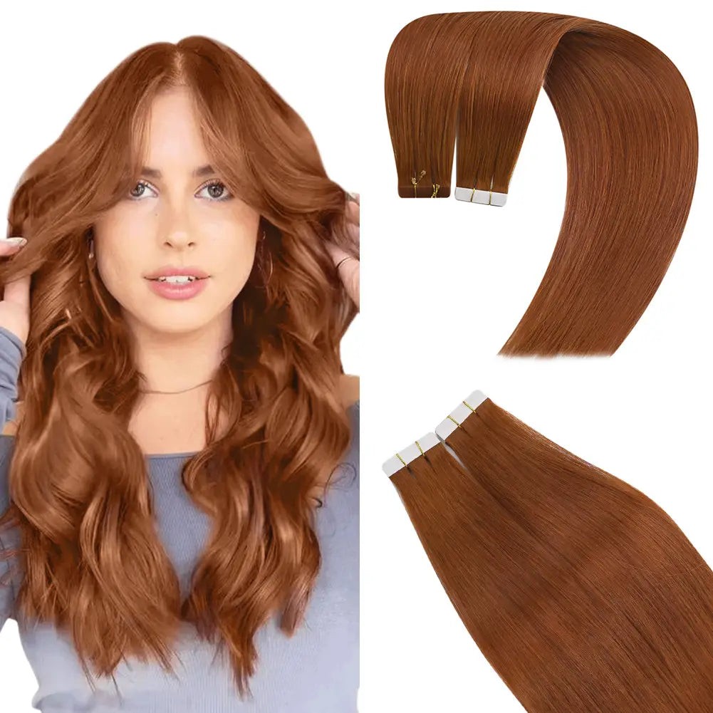 Sunny Hair TAPE-IN 18in Copper Red Virgin Human Hair Extensions TP_33_50G3