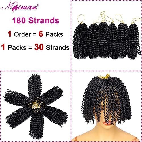 6 Packs 8 Inch Short Black Crochet Braids Passion Twist Marlybob Jerry Curl