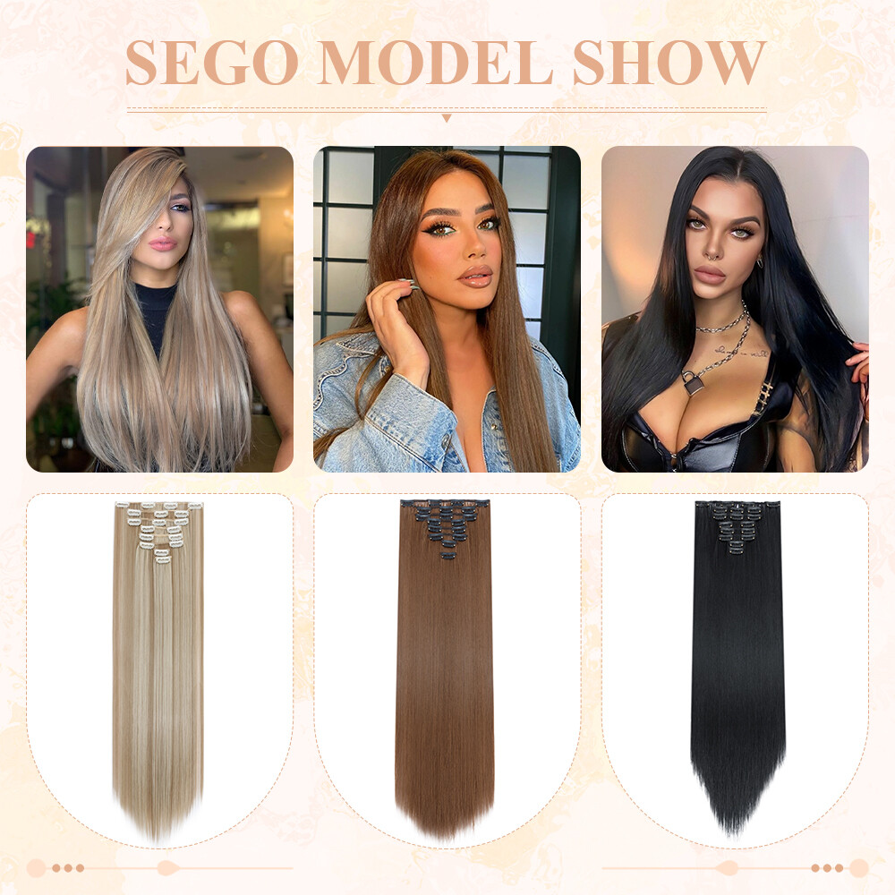 US Fast Ombre Long Clip In as Human Remy Hair Extensions 8Pcs Full Head 18 Clips