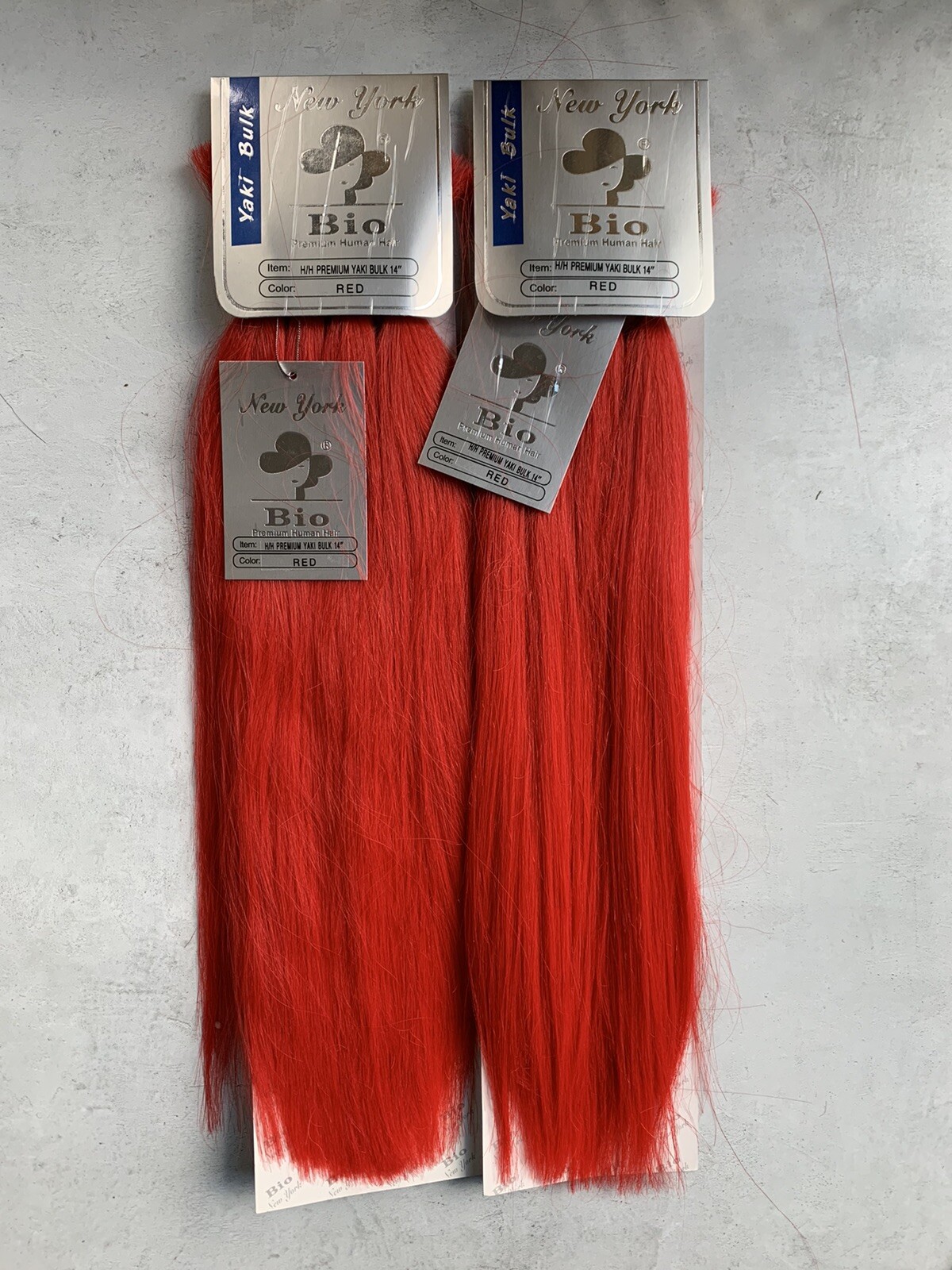 Human Hair Braiding Hair by Bio, Yaki Hair, 16″ Long, 2-Pack Bundle, Bright Red!