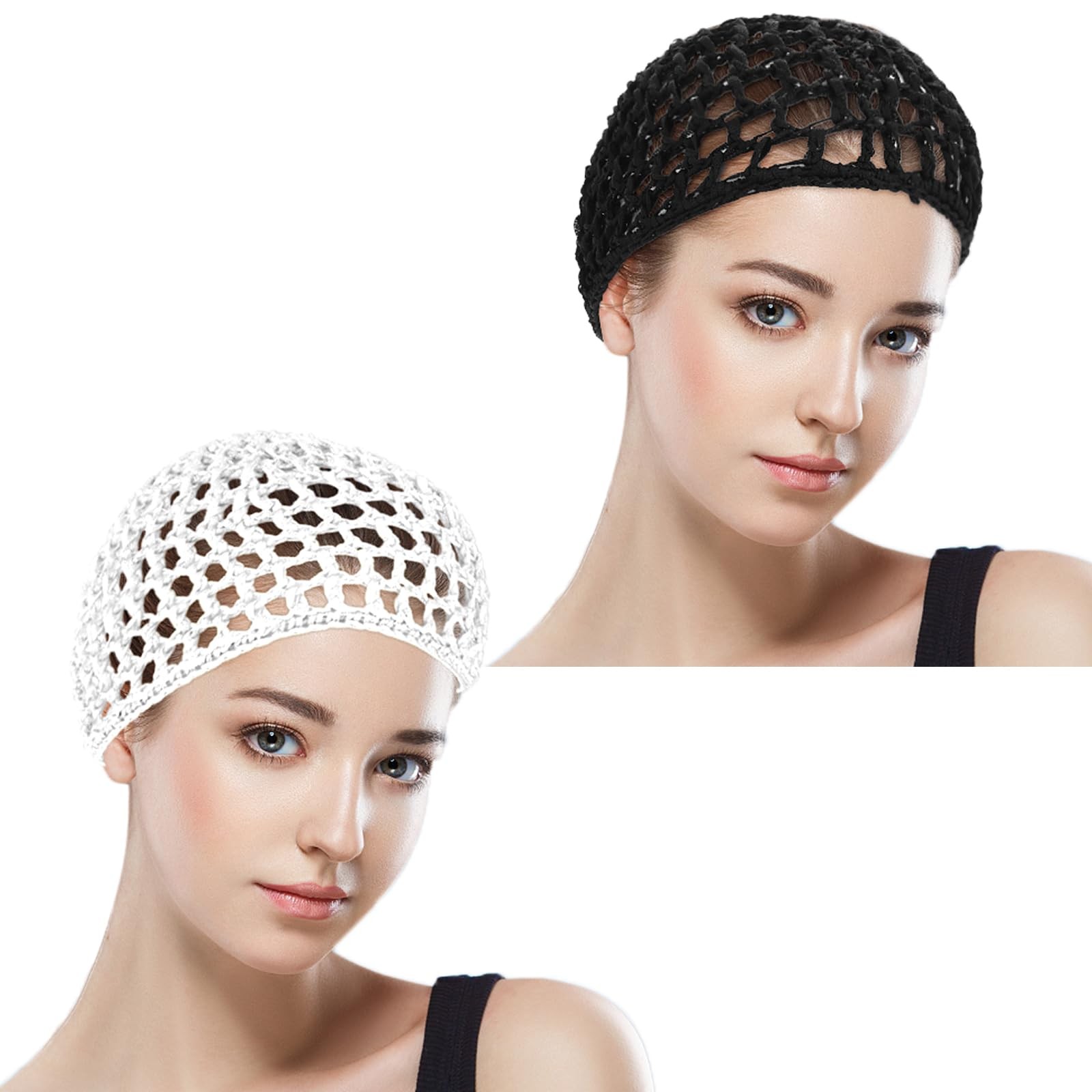 Net Shower Cap 2 PCS Drying Curly Hair Care Spa Hat Wrap Cover Stretchy Knit …