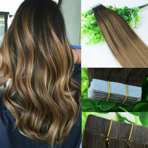 12AA RUSSIAN TAPE IN HAIR Extensions T2#/6# BALAYAGE OMBRE 40Pcs 100g STRAIGHT