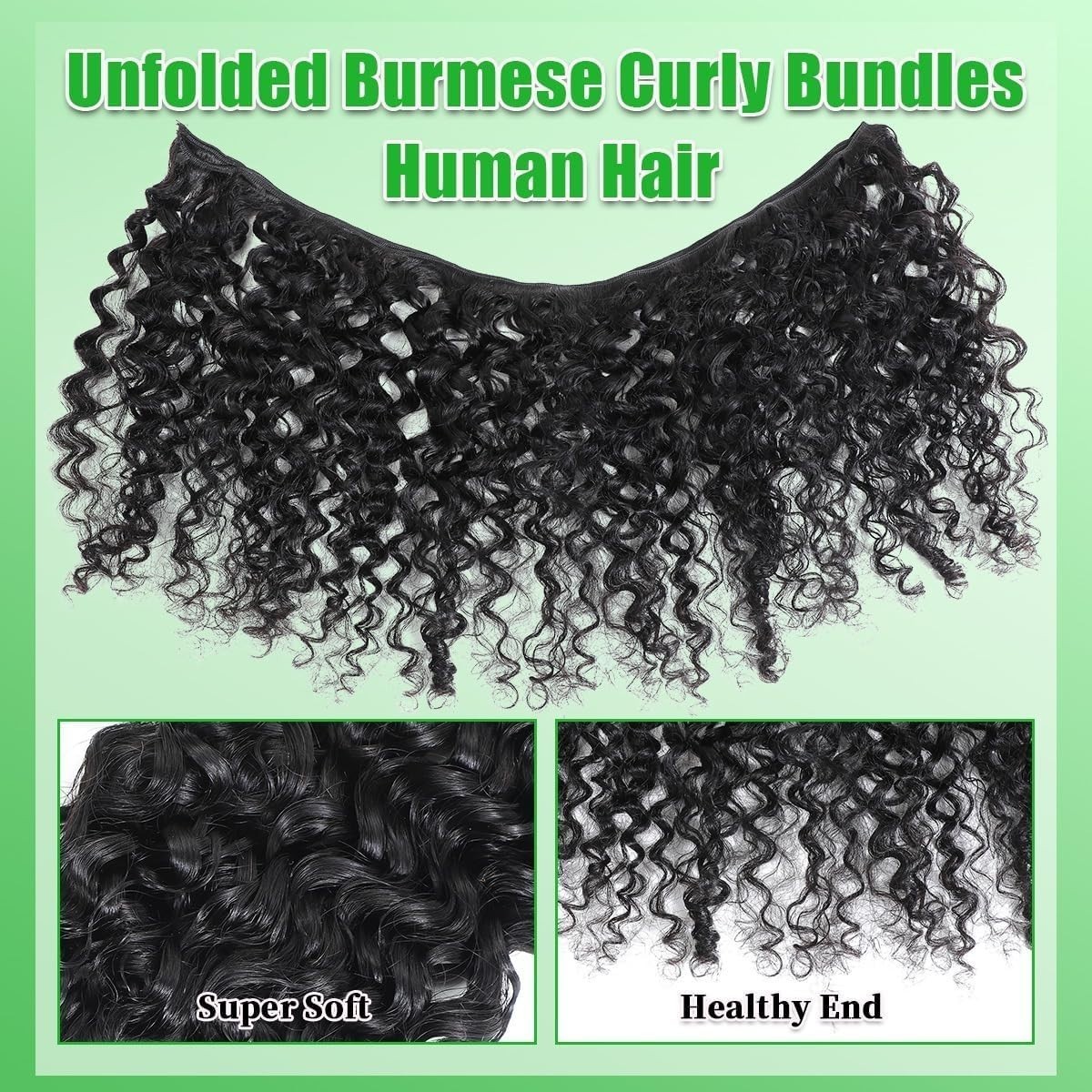 Real Raw Human Hair Extensions – 15A Water Curly Bundles, Double Weft, 16-20 Inc
