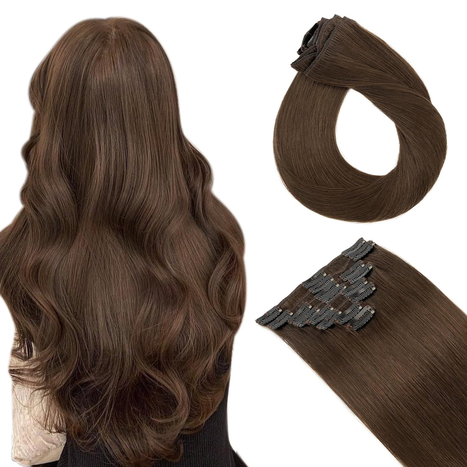 Clip In Hair Extensions Human Hair Invisible Remy Thick Highlight Fashion Hair