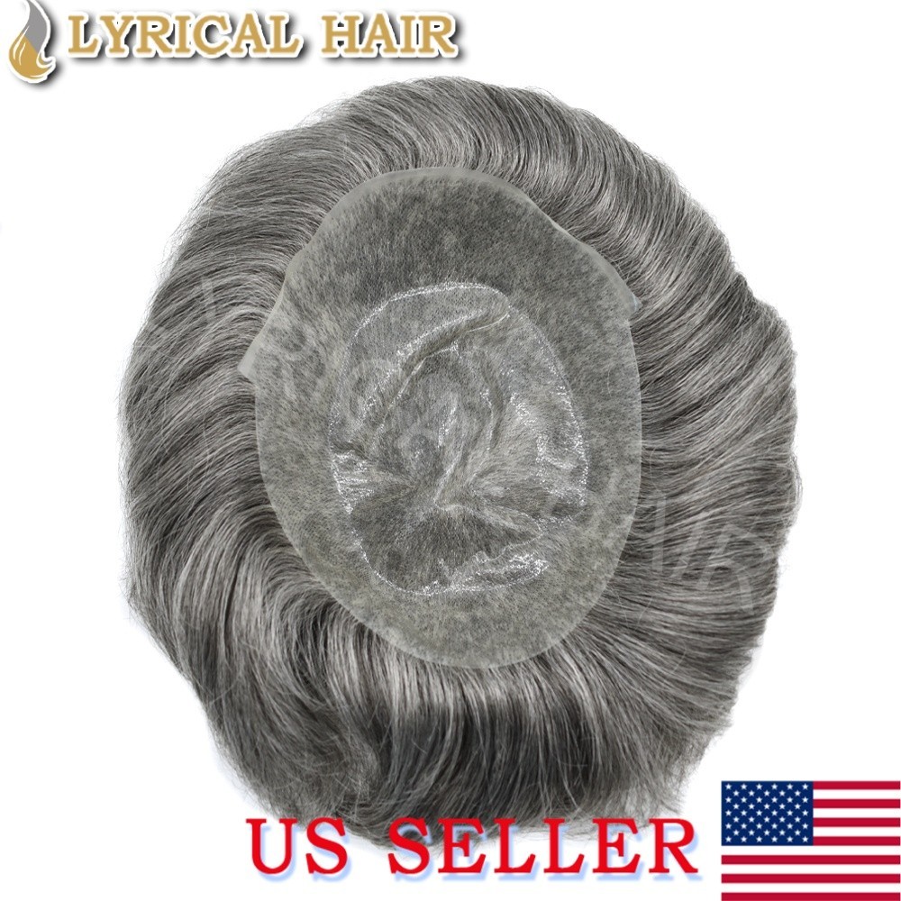 Hair System For Men Toupee Human HairPiece Thin Skin V-looped Skin PU 0.06mm Wig