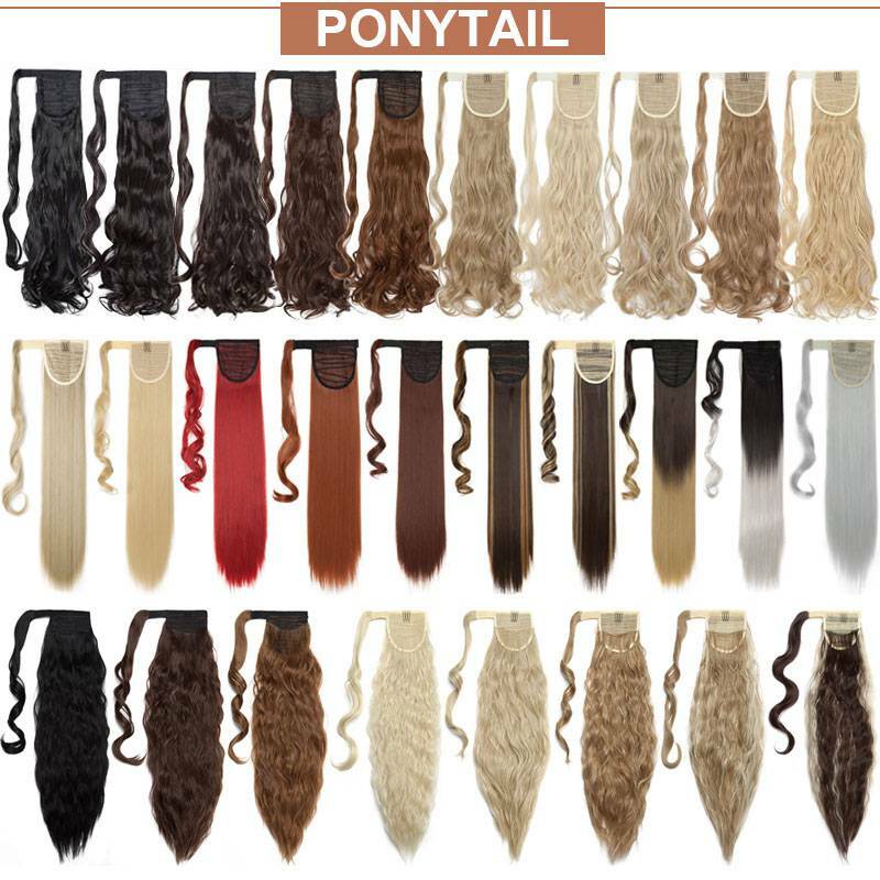 1PCS Wrap Around Ponytail Clip In Extension Synthetic Straight Curly For Woman