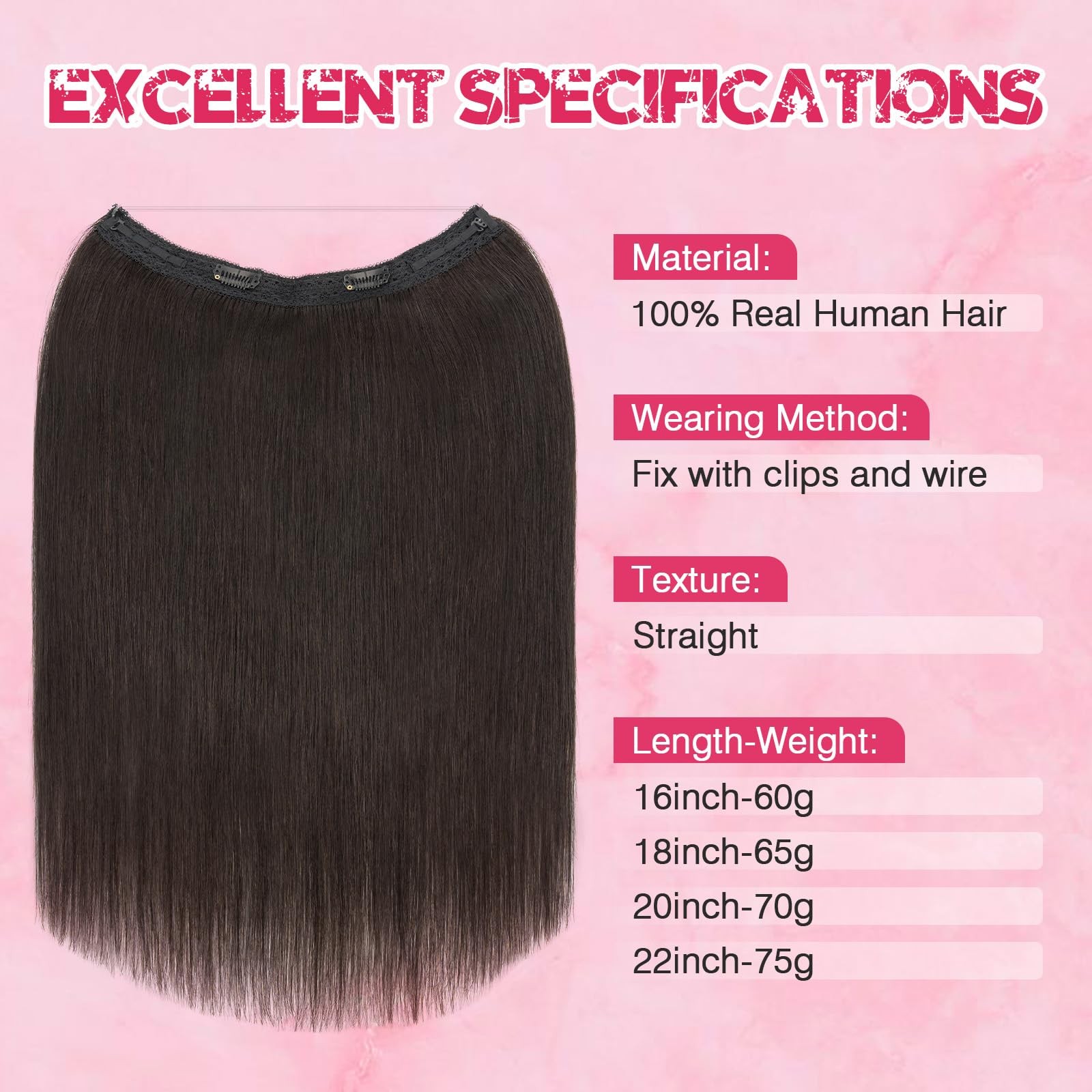Halo Hair Extensions Real Human Hair My-Lady Adjustable Halo Extensions Real