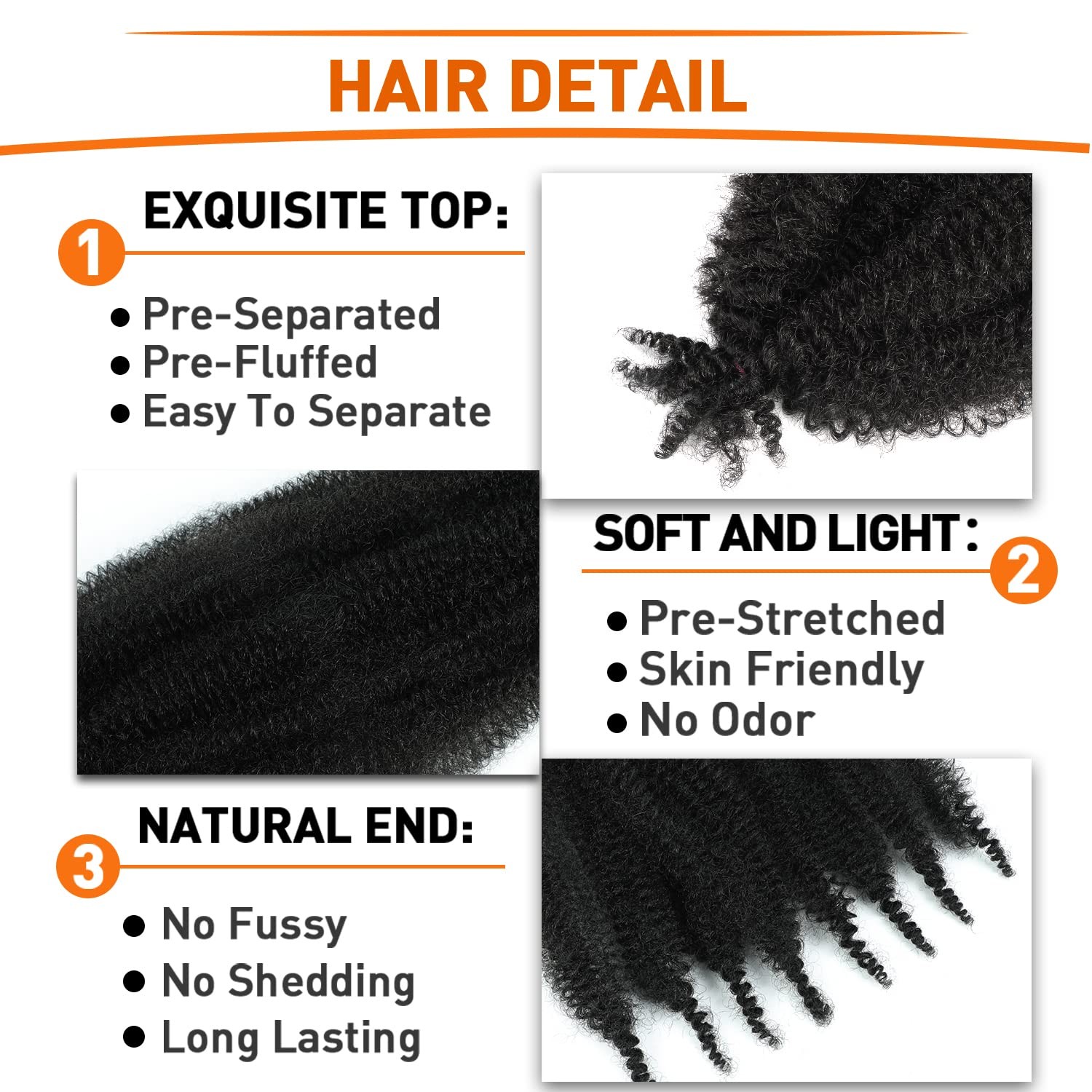 Springy Afro Twist Hair 12 Inch 3 Packs Kinky Twist Hair Black Color Pre Fluffed