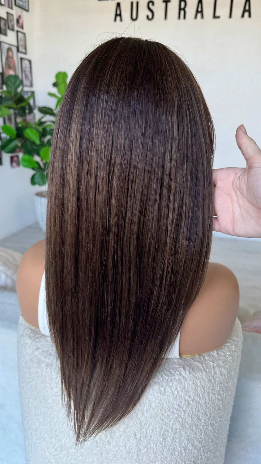 Layer Natural Straight Highlights Dark Brown 13×4 Lace Front Human Hair Wigs