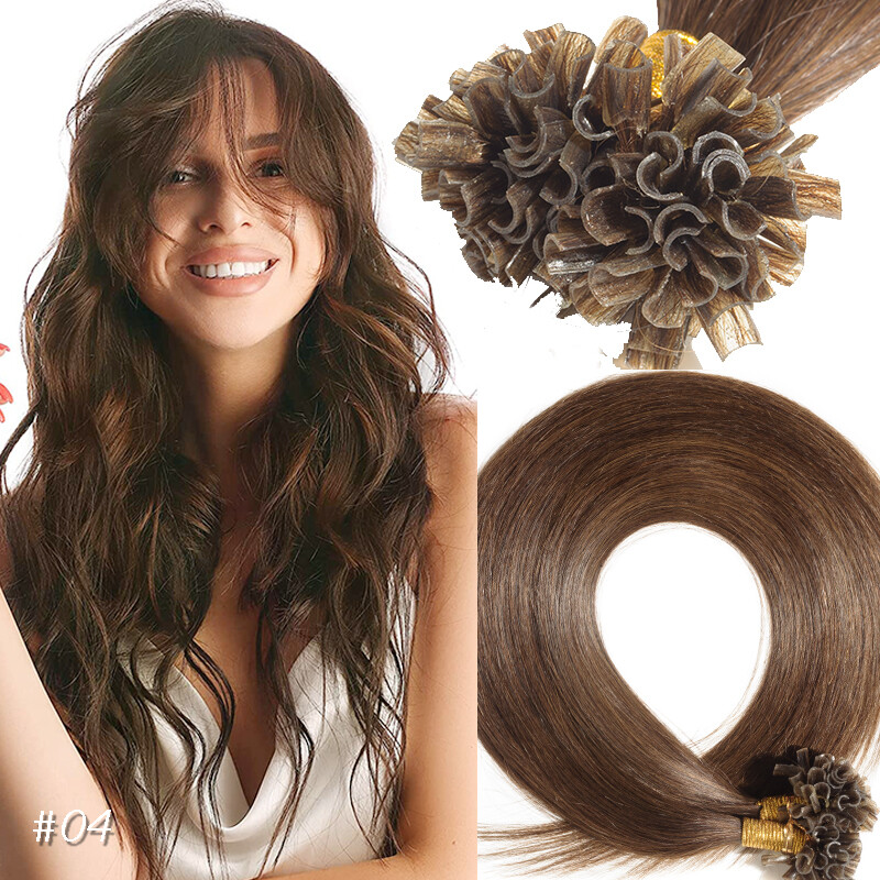 300 Strands Fusion Nail U Tip 100% Remy Human Hair Extensions Full Head Thick
