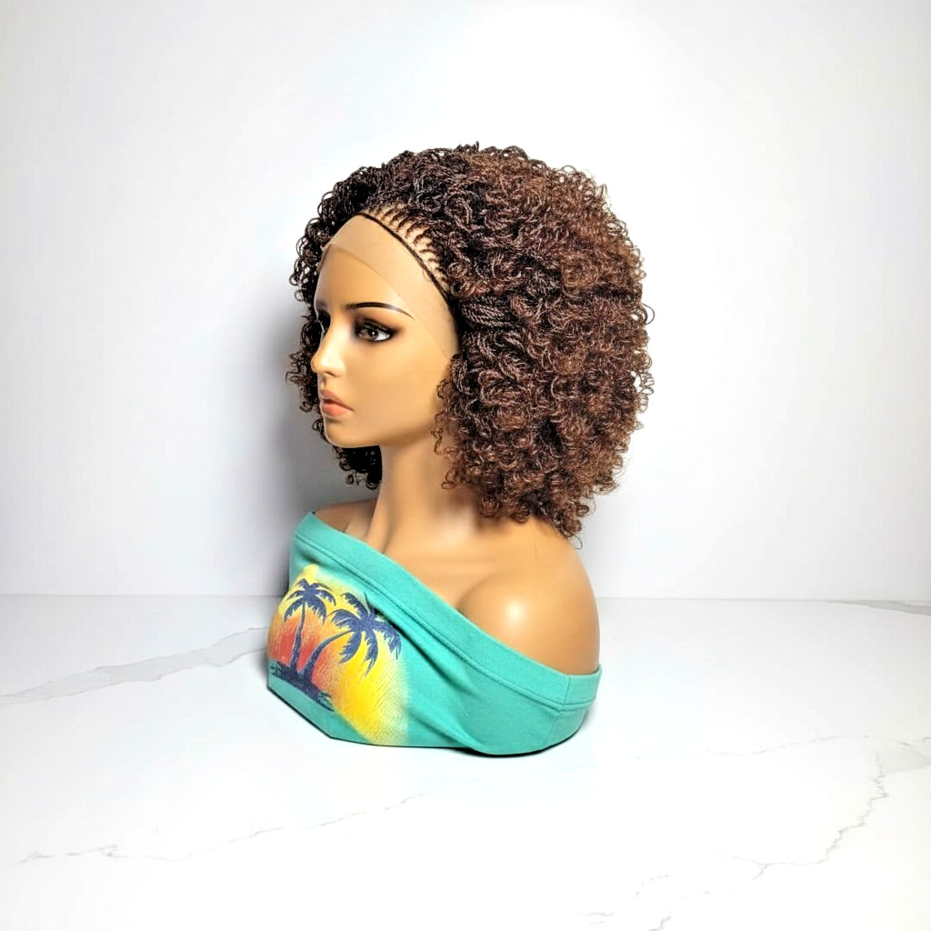 Micro Twist Curly Million Braids Wig. Handmade Braided Wig, Full Lace with Baby