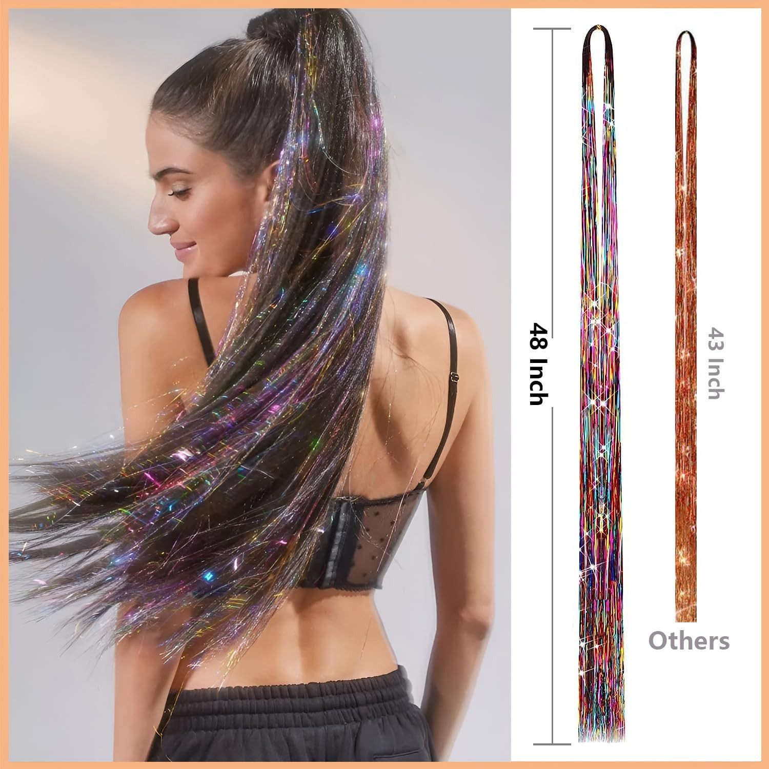 Hair Tinsel 16 Colors 3200 Strands Glitter Tinsel Hair Extensions Kit with Tools
