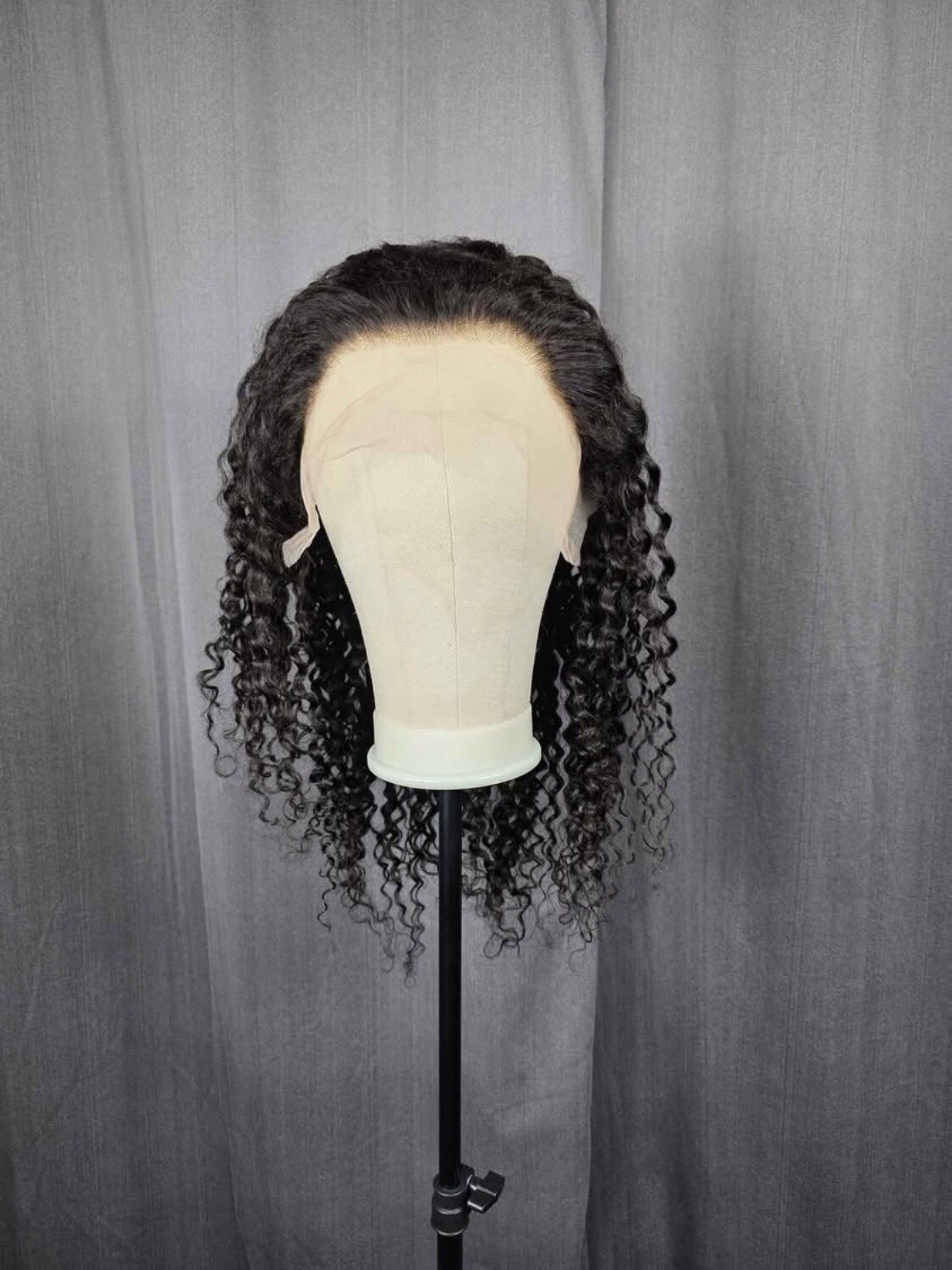 24 inch 13×6 lace front Deep curl preplucked hairline Natural black Human Hair