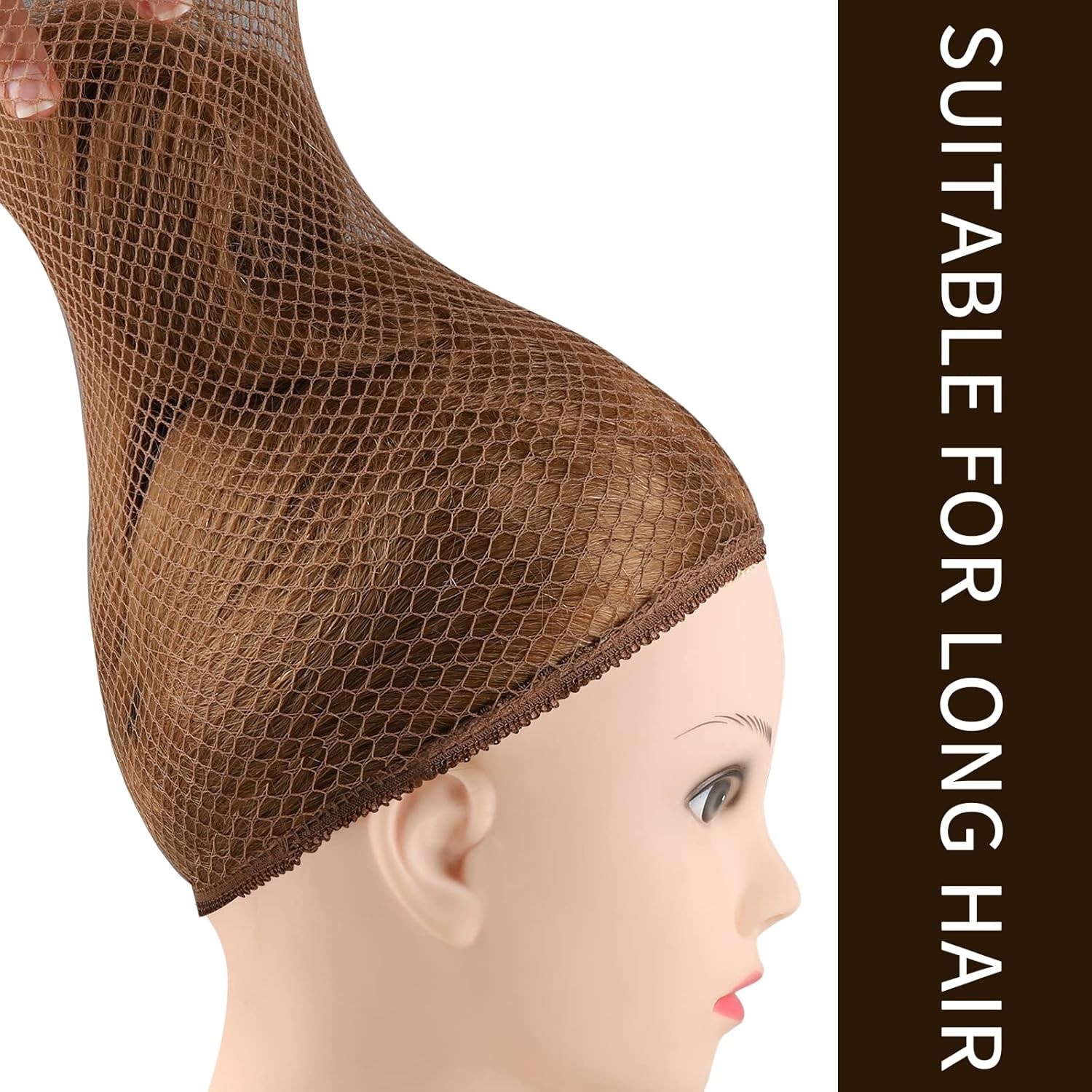 Fandamei Mesh Wig Caps Net, 4PCS Net Open End, Dark Brown