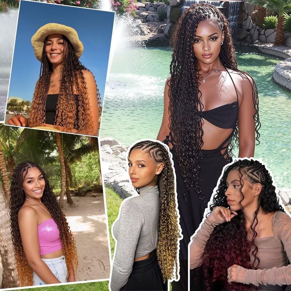Chocolate Brown Braiding Hair 150g 16 Inch 6 Bundles/Pack Boho Curls Human Hair