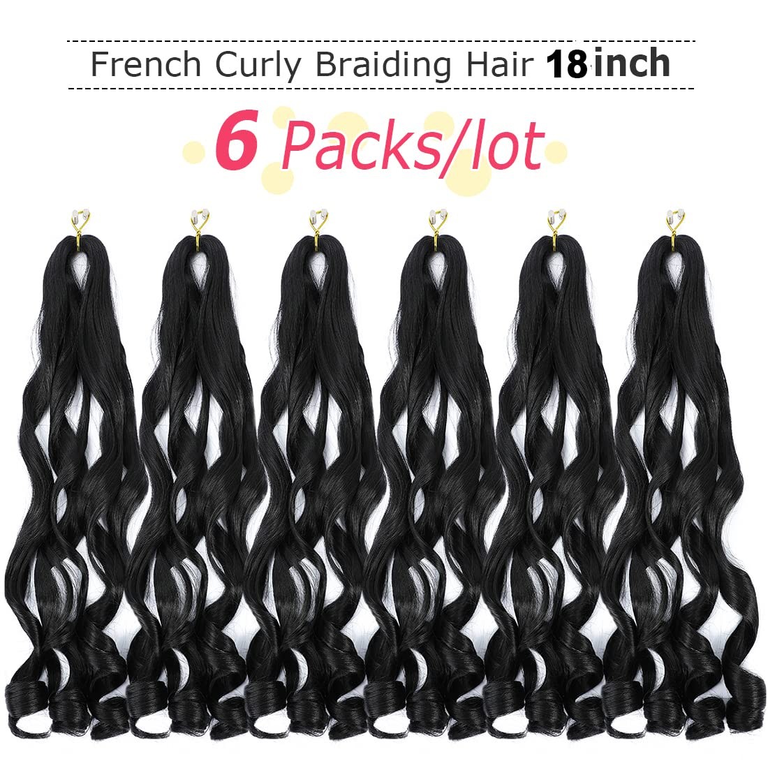 6 Packs French Curl Braiding Hair 18 Inch Loose Wave Bouncy Braiding Hair Pre…