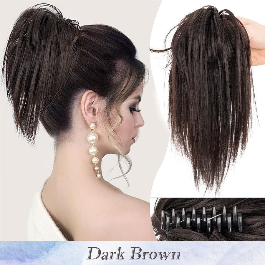 Claw Clip in Messy Bun High Ponytail Extensions Curly Hairpiece Scrunchie Updo