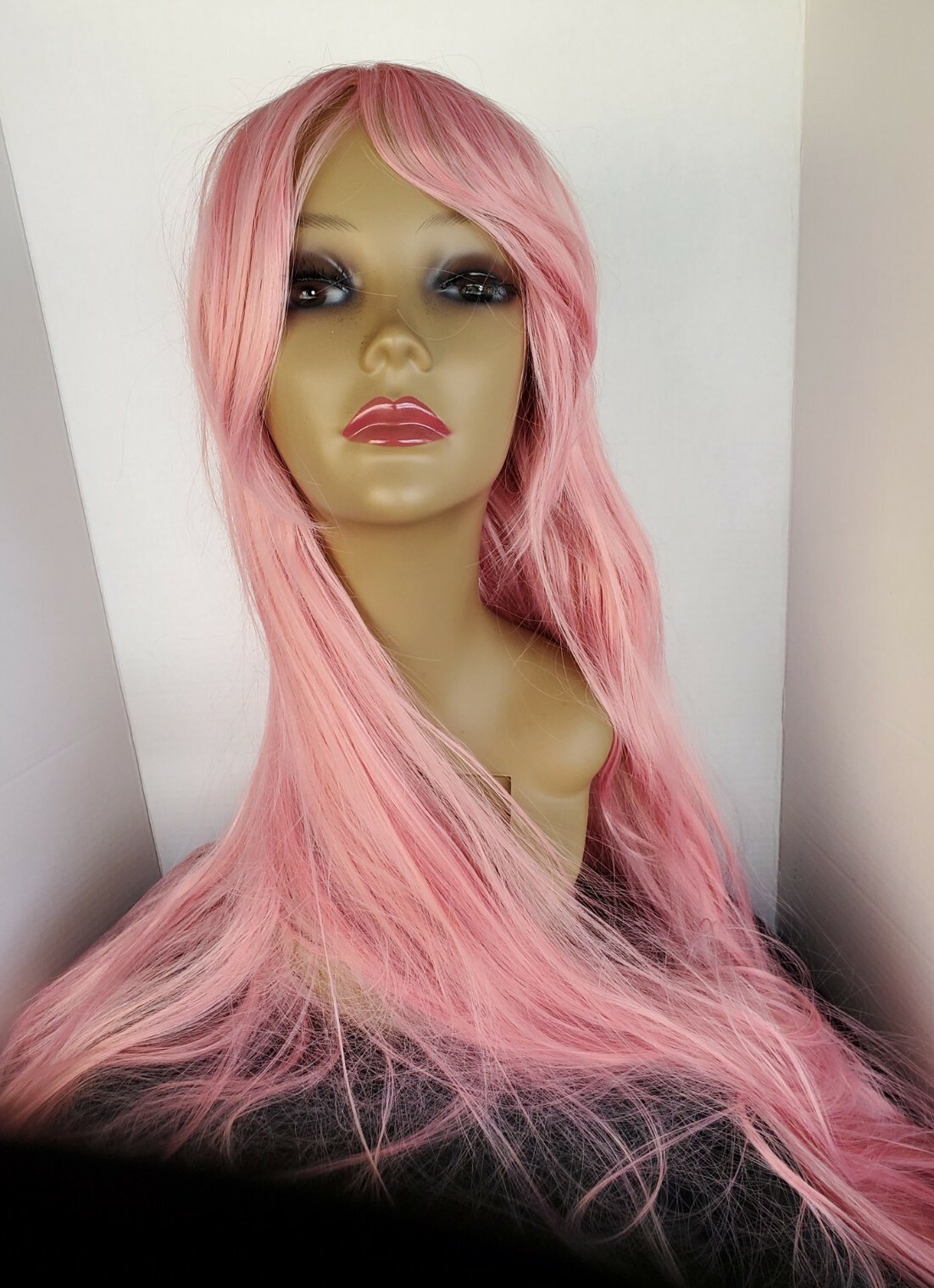 Long Pink Wig Cosplay Party Halloween Wig Full Synthetic Anime Adjustable Cap