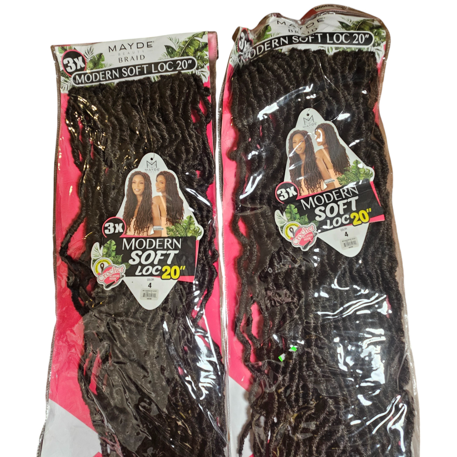 Lot of 2 Mayde Beauty Braid 3X Modern Soft Locs 20″ #4 Natural Texture NWT