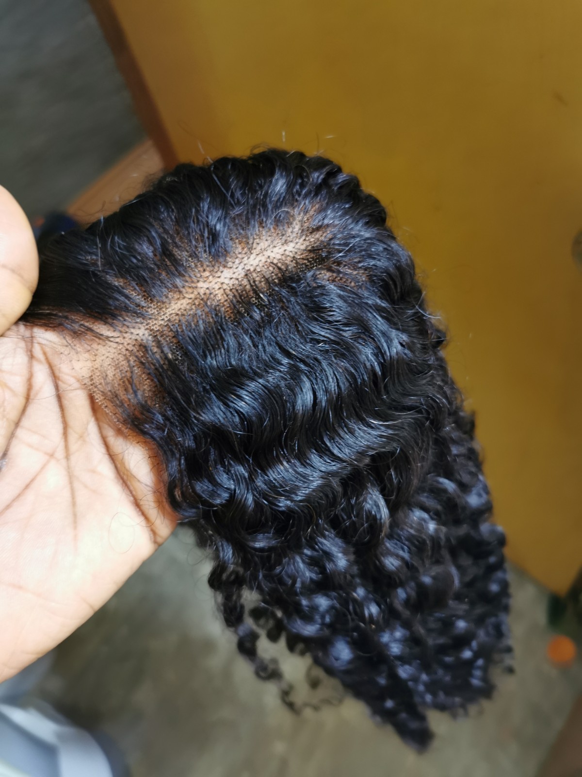 High Quality Natural Black Kinky Curly Human Hair Glueless Lace Closure Wig 24″
