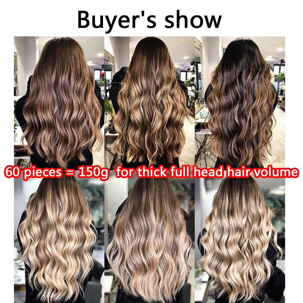 60PCS THICK Russian Tape In Remy Human Hair Extensions Skin Weft Full Head Ombre