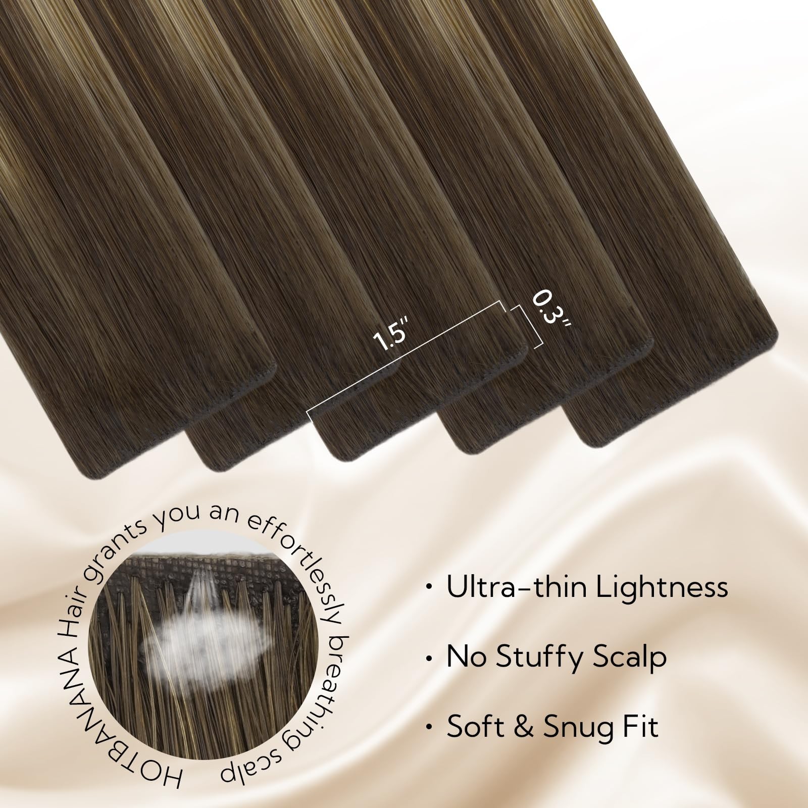 Hotbanana Invisi Edge Tape In Hair Extensions Human Hair 14Inch 50G 20Pcs