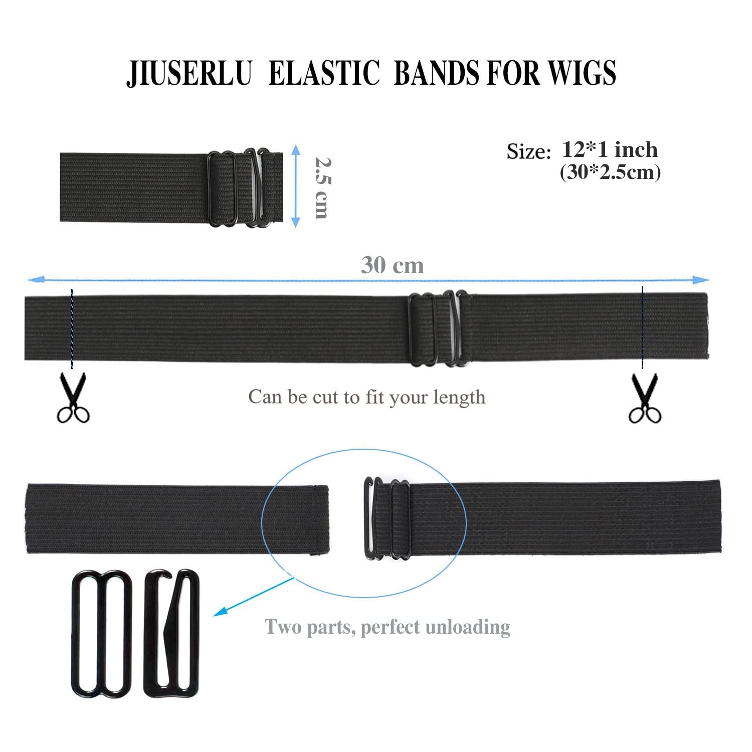 6 Pcs Elastic Band Adjustable Straps for Wig Making Lace Bands Wig Accessories
