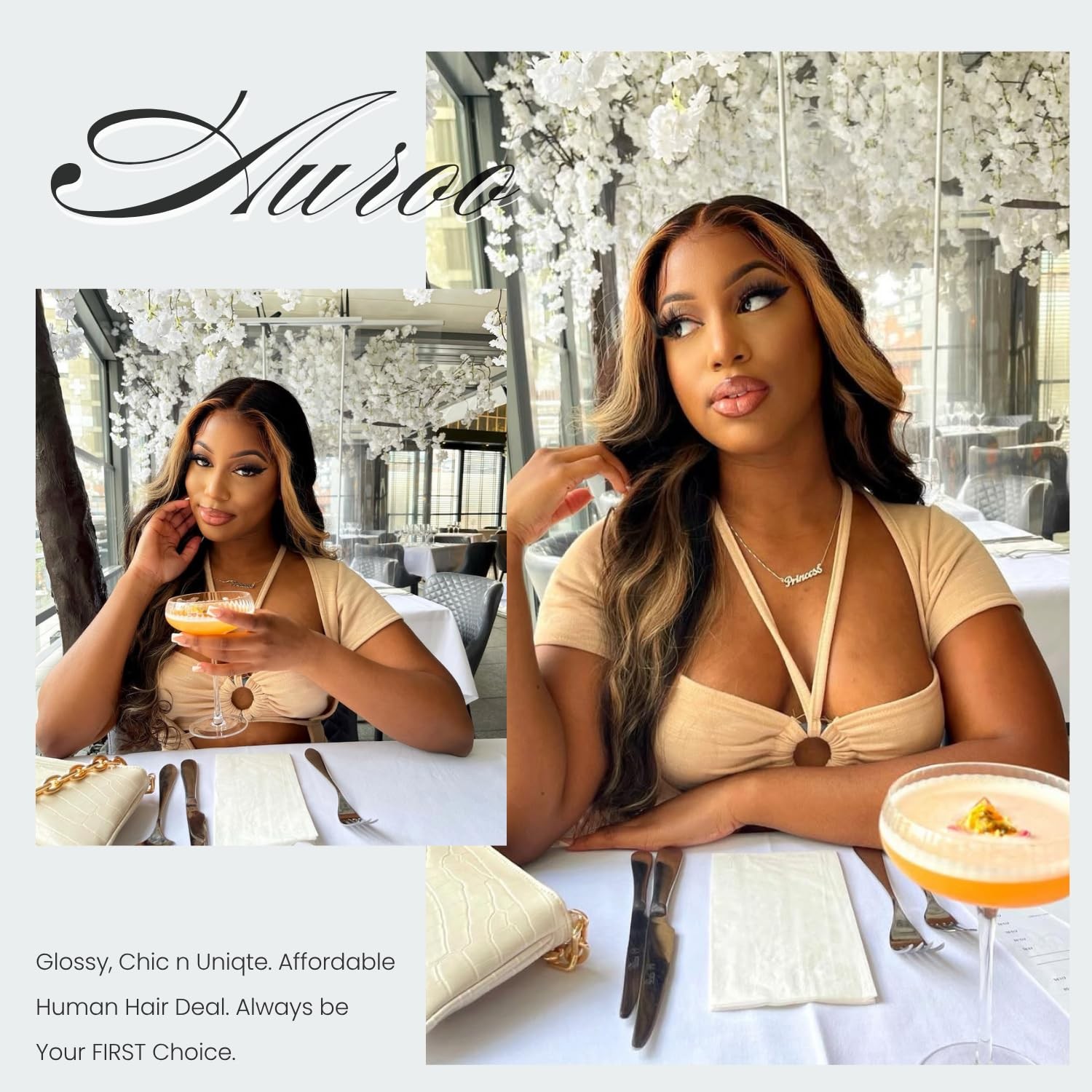 Auroo 27 Skunk Stripe 4X4 Lace Closure Only Human Hair Body Wave 12A Honey
