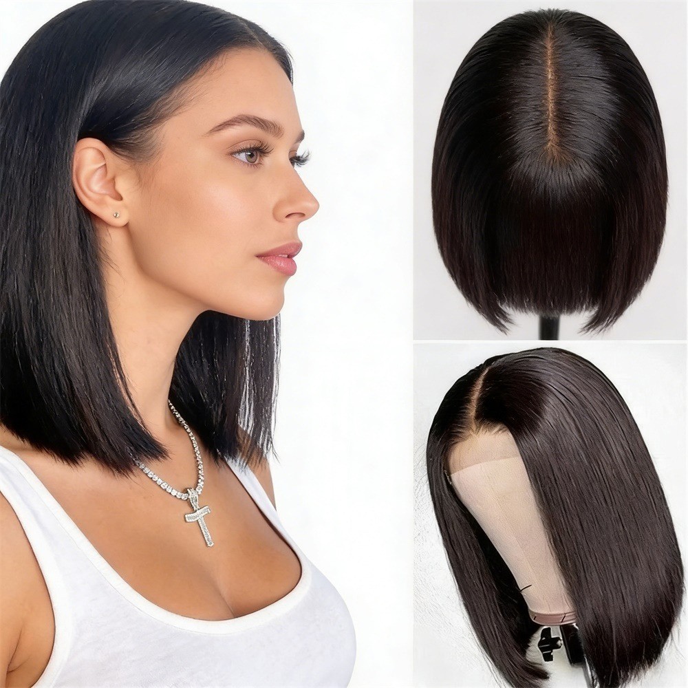 10-16″ HD Lace Front Human Hair Bob Wig – Glue-Free,Baby Hair 180% Density US