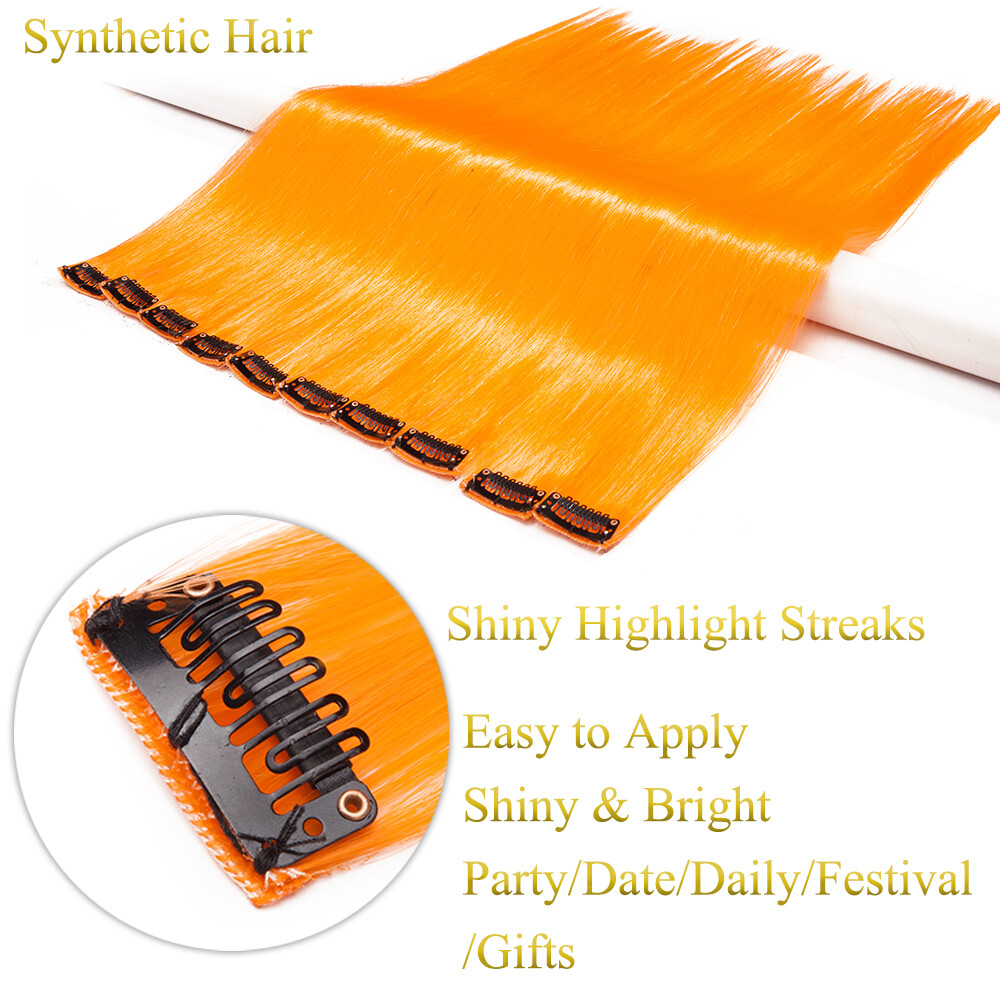 Hot Sale Color Hair Pieces Extensions Clip In Highlight Rainbow Streaks Party US