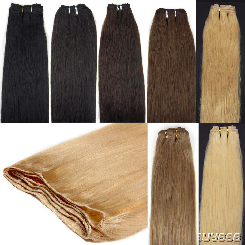 Double Weft Human Hair Extensions Sew in Machine Weave Remy Hair Bundles Thick