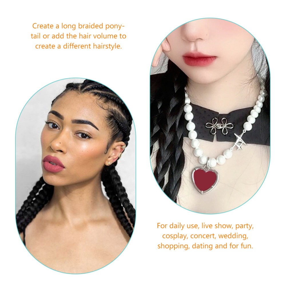 Easy to Wear Braided Ponytail Extension Synthetic Hair Piece in Classic Black