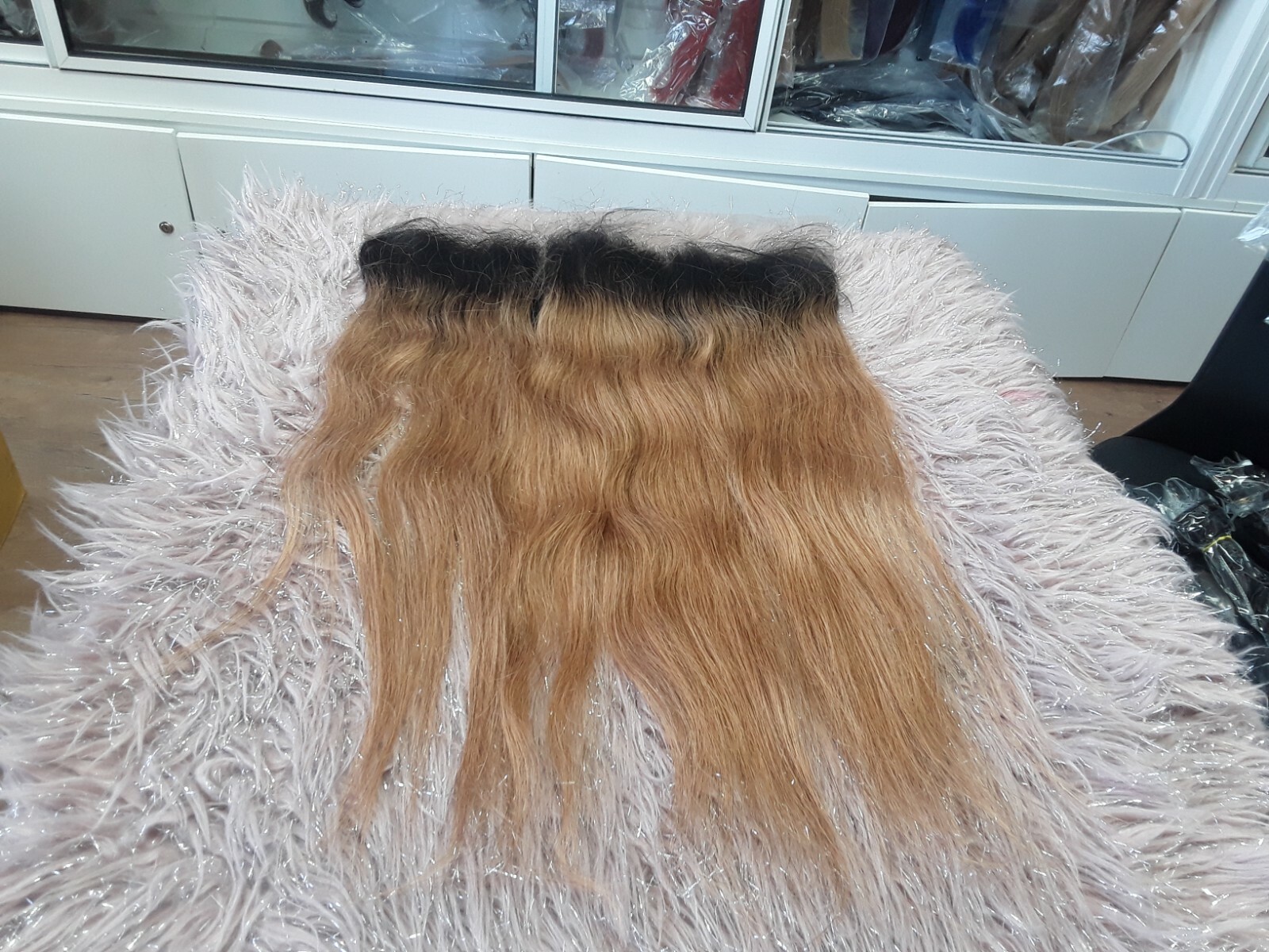 24Inch BRAZILIAN HAIR 2TONE ROOT OMBRE 1B/30# 13X4 LACE FRONTAL STRAIGHT 12A 90g