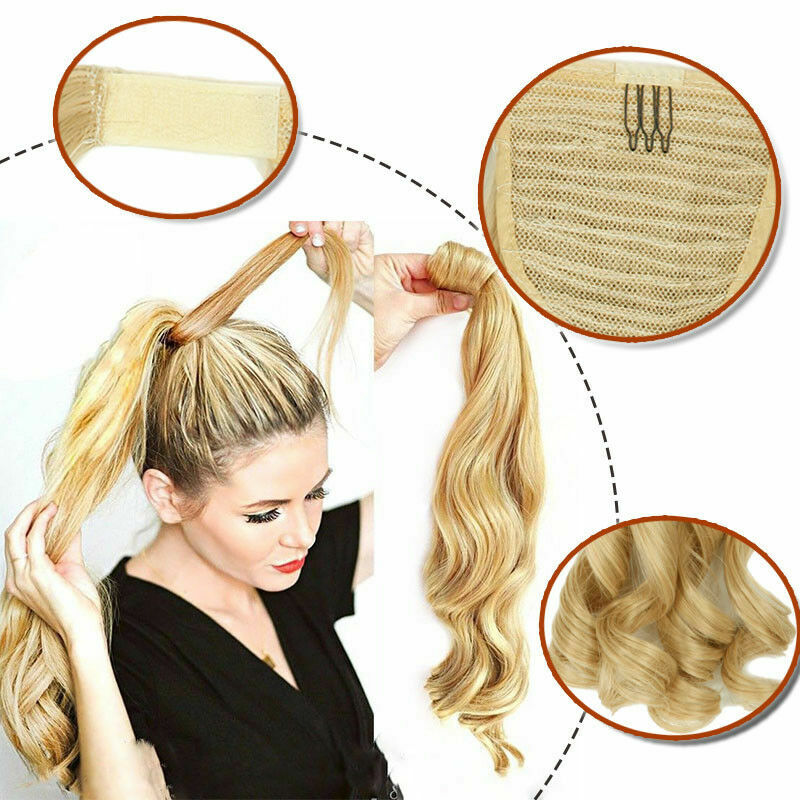 Mega Long Thick Wrap On Ponytail Pony Tailsl As Human Hair Extension Curly Wavy
