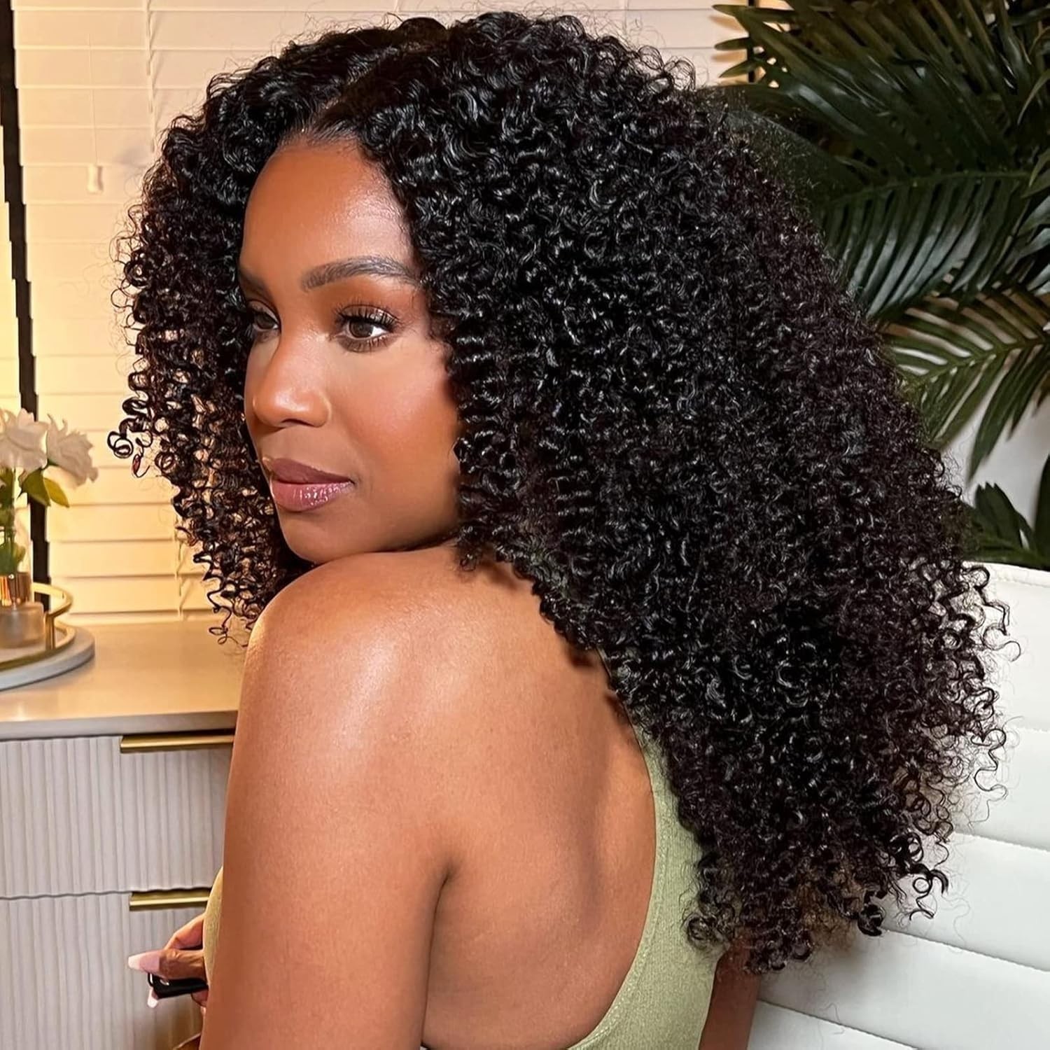 V Part Curly Wig Human Hair U Part Human Hair Wig Curly Brazilian V Part Wigs
